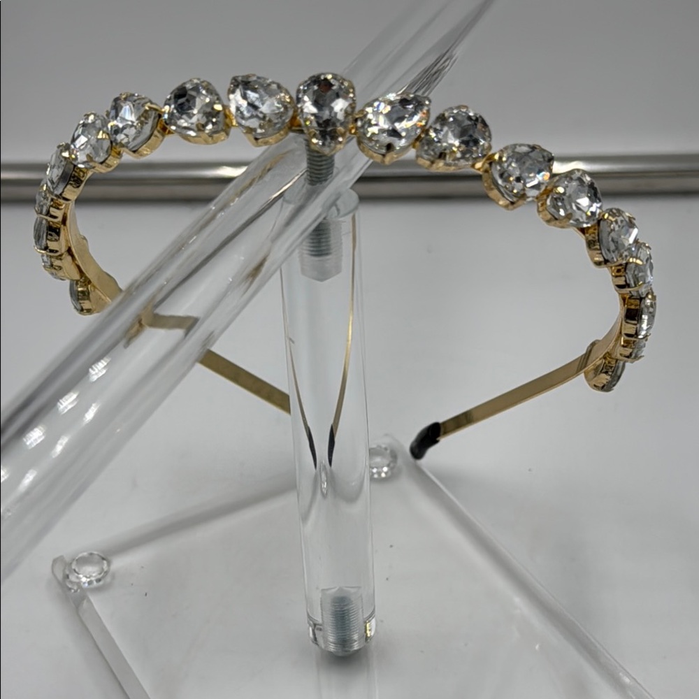 New White Rhinestone w/ Gold Metal Headband